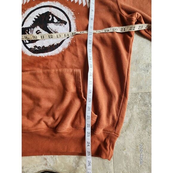 H17  Jurassic Park Orange hoodie w Dinosaur - Picture 5 of 5
